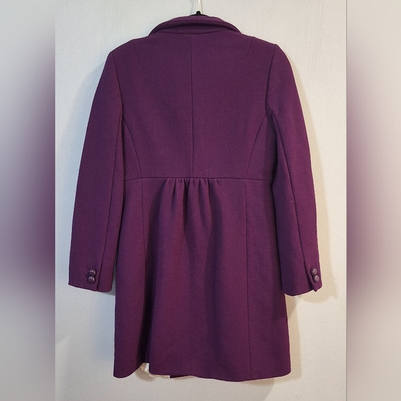 J. Crew Plum Peacoat Size 6 Wool Blend Winter Coat Classy Lady Day Office Preppy - Picture 3 of 4